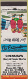 Matchbook Cover - Crenshaw Body  and  Fender Works Los Angeles CA