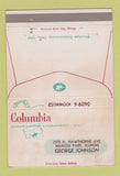 Matchbook Cover Columbia Envelope Melrose Park IL George Johnson WEAR 40 Strike