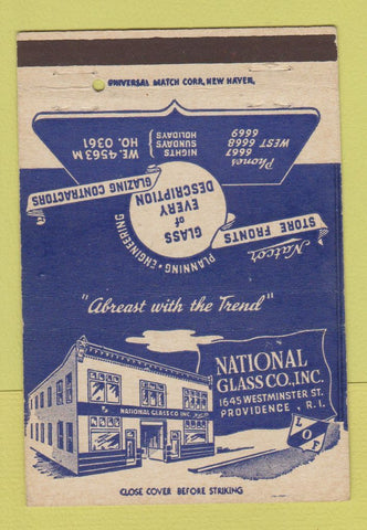 Matchbook Cover - National Glass Company Providence RI 40 Strike