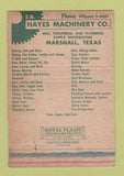 Matchbook Cover - Hayes Machinery Marshall TX 40 Strike