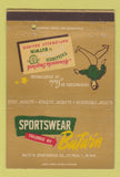 Matchbook Cover - Butwin Clothes St Paul MN WEAR jackets 40 Strike