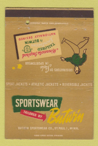 Matchbook Cover - Butwin Clothes St Paul MN WEAR jackets 40 Strike