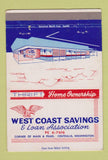 Matchbook Cover - West Coast Savings and Loan Centralia WA 40 Strike