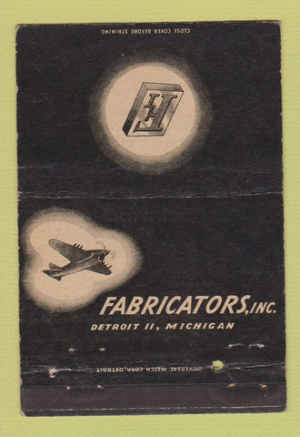 Matchbook Cover - Fabricators Inc Detroit MI 40 Strike
