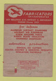 Matchbook Cover - Fabricators Inc Detroit MI 40 Strike