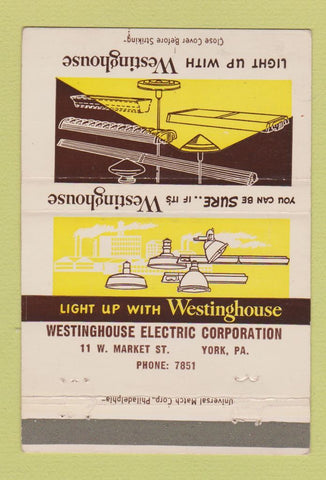 Matchbook Cover - Westinghouse Electric Corp York PA 40 Strike