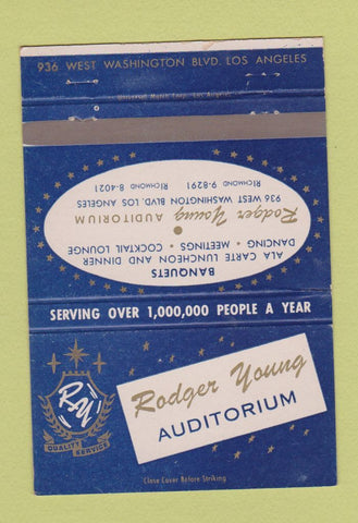 Matchbook Cover - Roger Young Auditorium Los Angeles CA 40 Strike