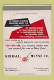 Matchbook Cover - Kimball Menne Publications San Francisco Los Angeles 40 Strike