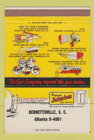 Matchbook Cover - Suburban Propane Bennettsville SC 40 Strike