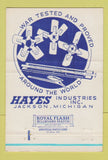 Matchbook Cover - Hayes Industries Jackson MI 40 Strike