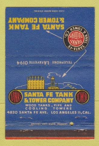 Matchbook Cover - Santa Fe Tank and Tower Los Angeles CA 40 Strike