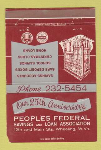 Matchbook Cover - Peoples Federal Savings and Loan Wheeling WV 40 Strike