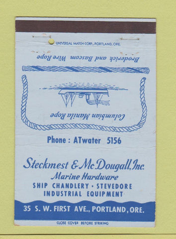 Matchbook Cover - Steckmest and McDougall Marine Hardware Portland OR 40 Strike