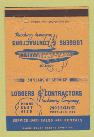 Matchbook Cover - Loggers & Contractors Machinery Portland OR 40 Strike