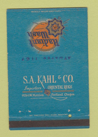 Matchbook Cover - SA Kahl Oriental Rugs Portland OR 40 Strike