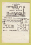 Matchbook Cover - Steffy Buick Open GM Anaheim CA 40 Strike