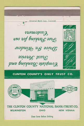 Matchbook Cover Clinton County National Bank Wilmington New Vienna OH 40 Strike