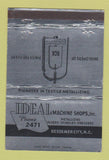 Matchbook Cover - Ideal Machine Shops Bessemer City NC 40 Strike