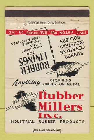 Matchbook Cover - Rubber Millers Inc Baltimore MD 40 Strike