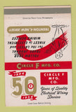 Matchbook Cover - Circle F Manufacturing 1954 Trenton NJ 40 Strike