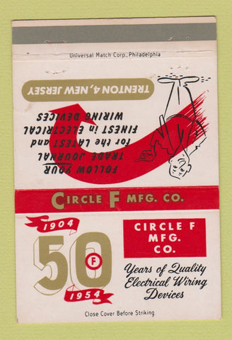 Matchbook Cover - Circle F Manufacturing 1954 Trenton NJ 40 Strike