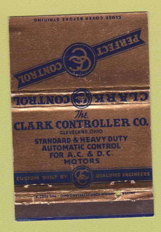 Matchbook Cover - Clark Controller Cleveland OH motors 40 Strike
