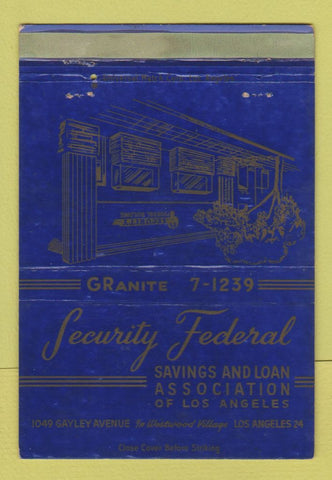 Matchbook Cover - Security Federal Savings Loan Los Angeles CA WEAR 40 Strike