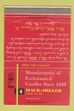 Matchbook Cover - Sack Miller Candle Company Syracuse NY 40 Strike