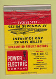 Matchbook Cover - Power Electric Company Jackson MS Natchez Columbus 40 Strike