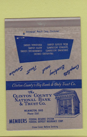 Matchbook Cover - Clinton County National Bank Wilmington OH WEAR 40 Strike