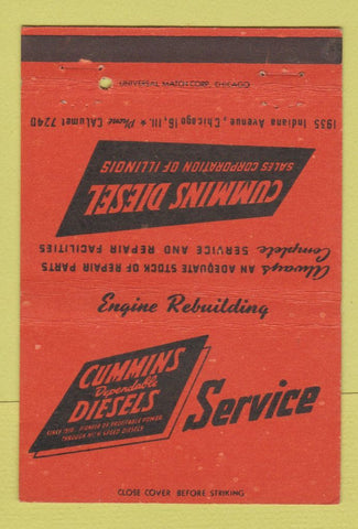 Matchbook Cover - Cummins Diesel  Sales Corp Chicago IL 40 Strike