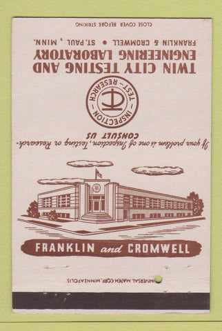 Matchbook Cover - Twin City Testing Engineering Labs St Paul MN 40 Strike