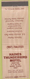 Matchbook Cover - Haines Thunderbird Motel AK
