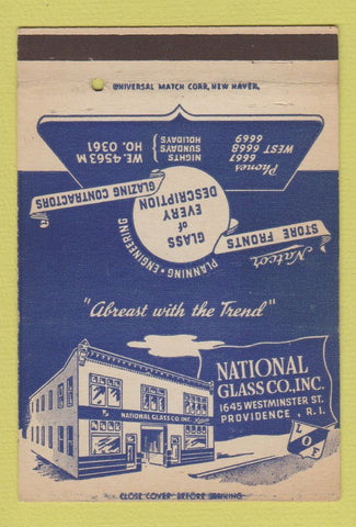 Matchbook Cover - National Glass Company Providence RI 40 Strike