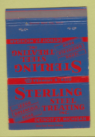 Matchbook Cover - Sterling Steel Treating Detroit MI 40 Strike