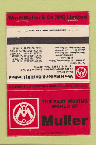 Matchbook Cover - Muller Limited London UK England forwarding 40 Strike