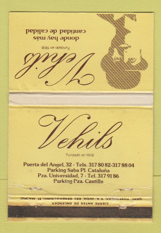 Matchbook Cover - Vehils Cataluna Castilla Spain WEAR 40 Strike
