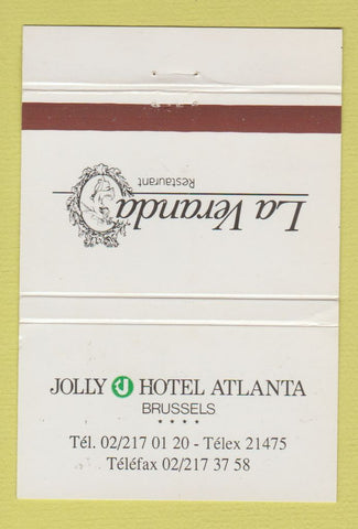 Matchbook Cover - La Veranda Jolly Hotel Atlanta Brussels Belgium 40 Strike