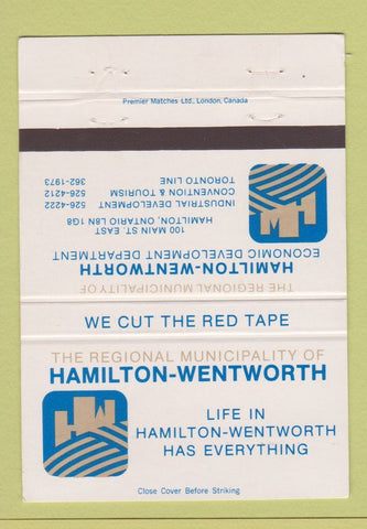 Matchbook Cover - Hamilton Wentworth Economic Development ON 40 Strike