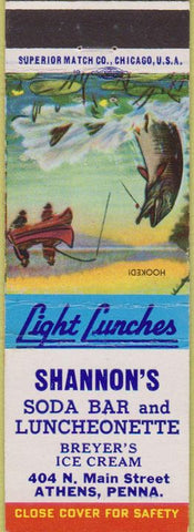 Matchbook Cover - Shannon's Soda Bar Breyer's Ice Cream Athens PA