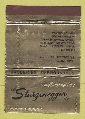 Matchbook Cover - Ed Sturzenegger Broderies Embroideries Zurich WEAR 40 Strike