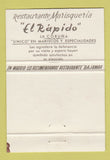 Matchbook Cover - El Rapido Restaurante Estrella Spain La Courna 40 Strike