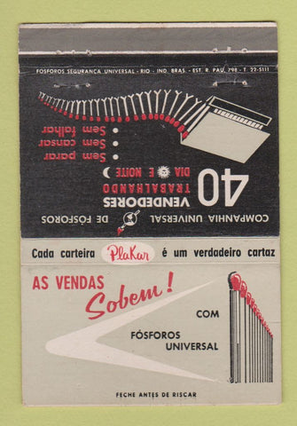 Matchbook Cover - Fosforos Universal Matches Brazil Sao Paulo 40 Strike