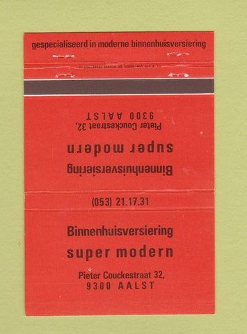 Matchbook Cover - Super Modern Binnenhuisversiering Aalst Pieter  40 Strike