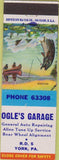 Matchbook Cover - Ogle's Garage York PA
