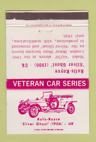 Matchbook Cover - Veteran Car Series Rolls Royce 1906 40 Strike