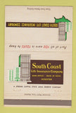 Matchbook Cover - South Coast Life Insurance Company 40 Strike