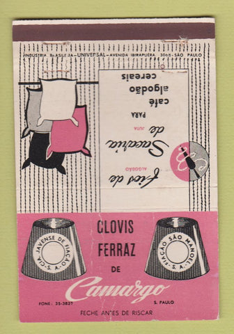 Matchbook Cover - Clovis Ferraz de Camargo Sao Paulo Brazil WEAR 40 Strike