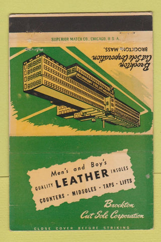 Matchbook Cover - Brockton Cut Sole Corp shoes insoles Brockton MA 40 Strike
