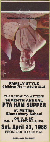 Matchbook Cover - PTA Ham Supper Newville PA 1966